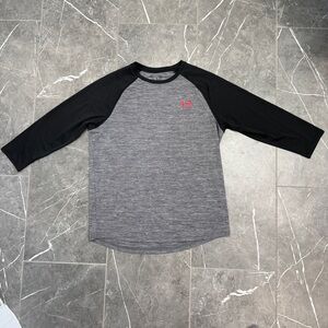 Under Armour Gray Black 3/4 Sleeve Heatgear Men’s Size M